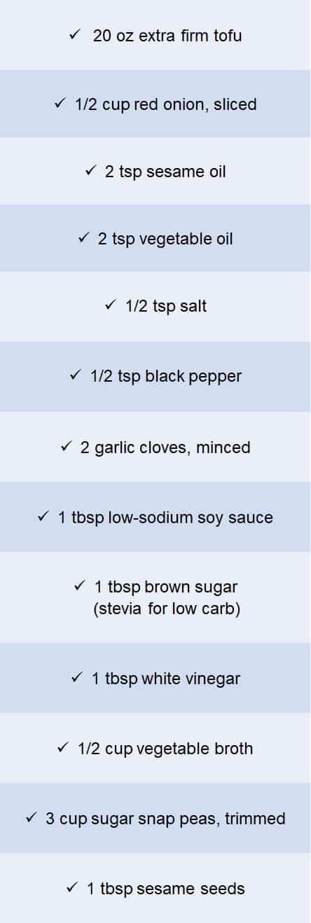 sesame tofu and sugar snap peas ingredients